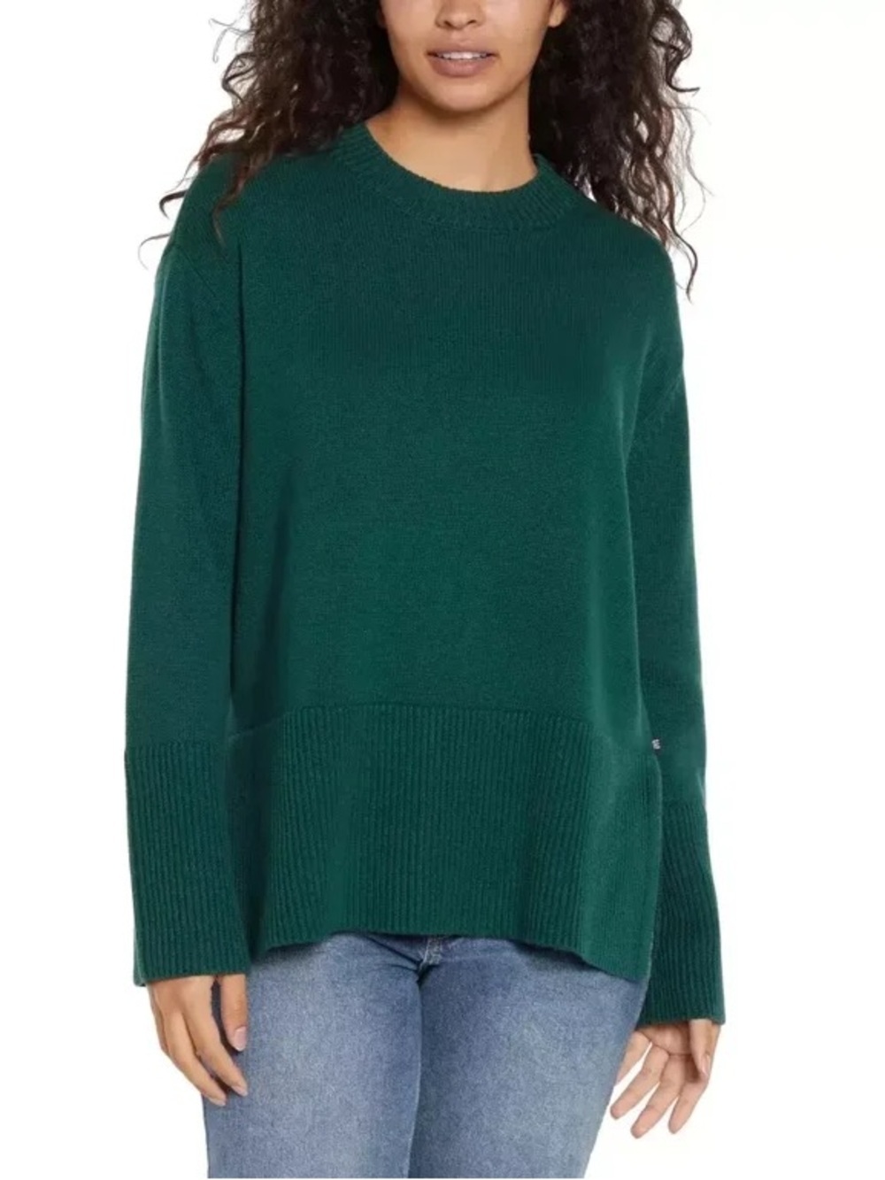 GAP 100% Cotton Green Crewneck Sweater Ribbed Hem XL - Picture 1 of 6